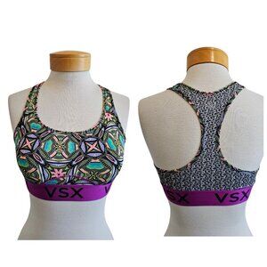 Victoria's Secret VSX Sport Mosaic Geo Purple Racerback Sports Bra Athletic S